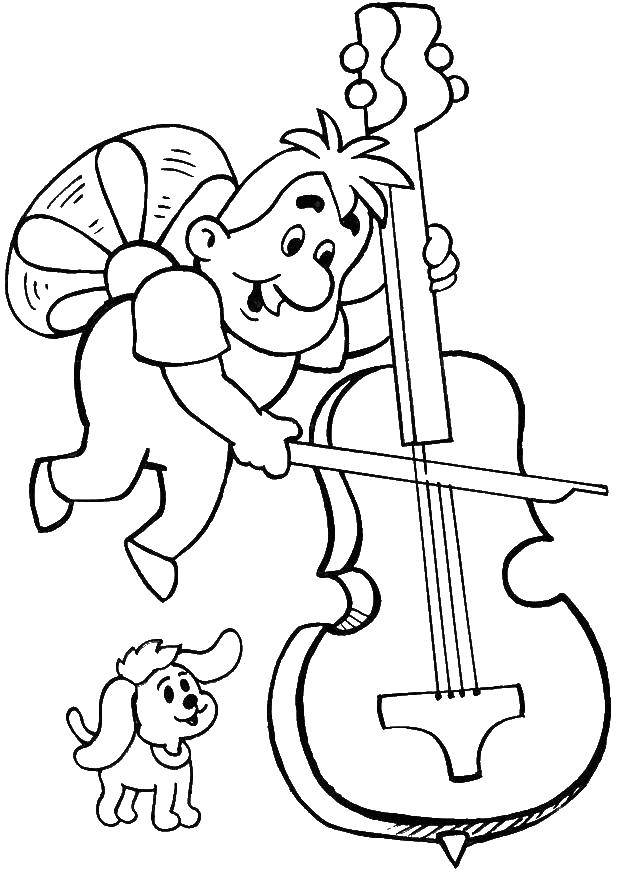 Название: Раскраска Карлсон играет на виоленчеле. Категория: раскраски карлсон. Теги: карлсон, малыш.
