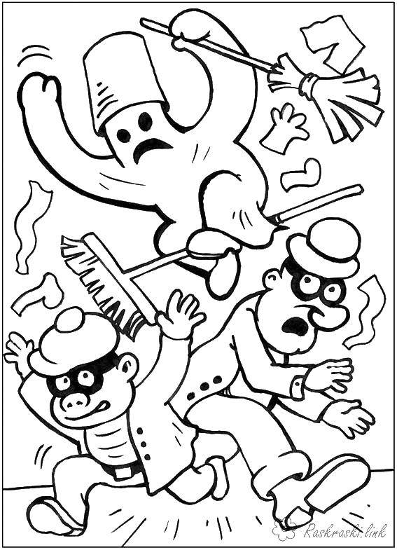 Coloring Carlson scares thieves. Category coloring Carlson. Tags:  The cartoon character, the Kid and Carlson .