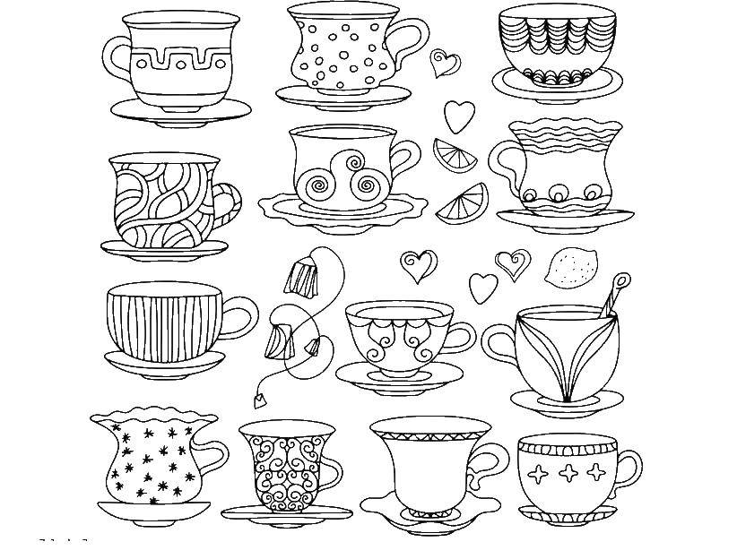 Coloring Beautiful cups. Category dishes. Tags:  Cup.