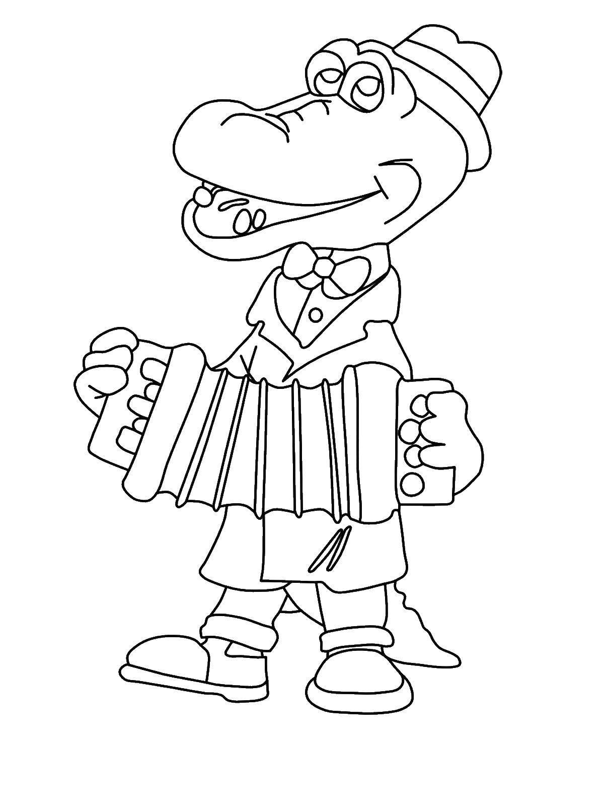 Coloring Crocodile Gena. Category Cartoon character. Tags:  Cartoon character, Cheburashka and Crocodile Gena.