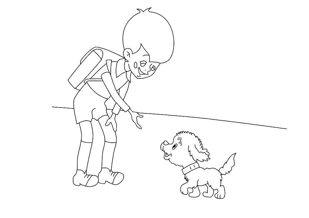 Название: Раскраска Малыш и собака. Категория: раскраски карлсон. Теги: карлсон, малыш.