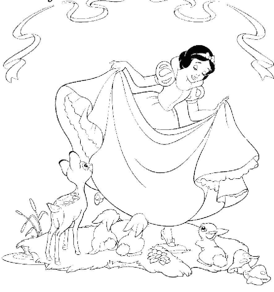 Coloring Snow white. Category Fairy tales. Tags:  fairy tales, animals.