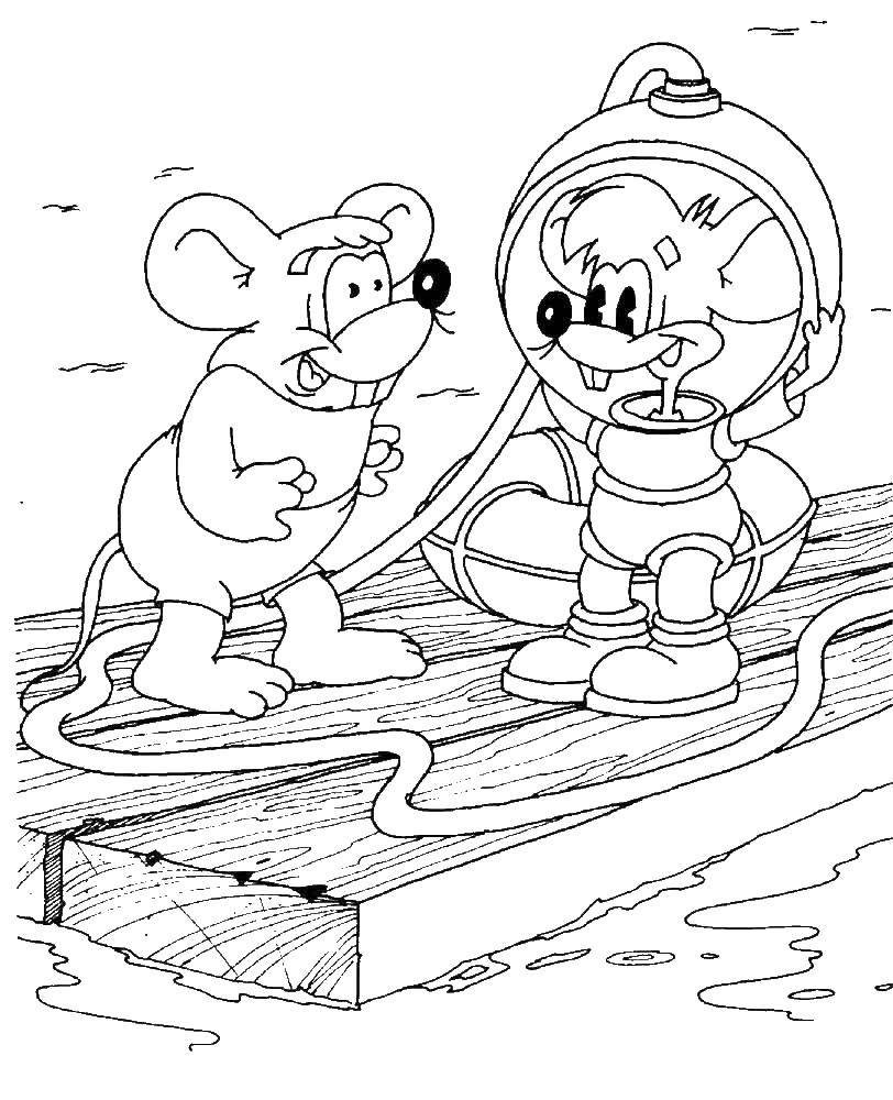 Coloring Csib divers. Category coloring cat Leopold. Tags:  mice, diver, Leopold.