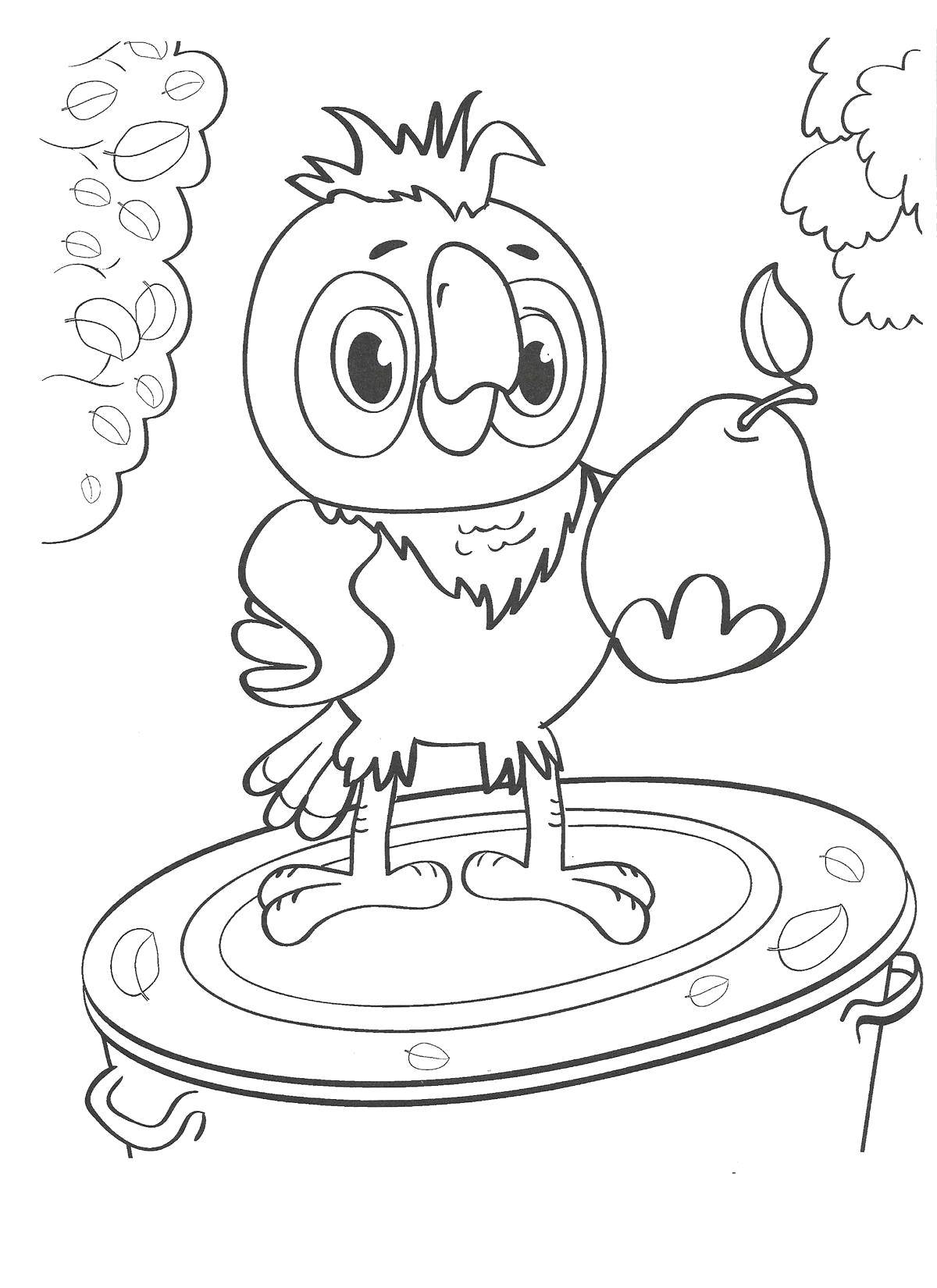 Coloring Parrot Kesha. Category coloring pages parrot Kesha. Tags:  Cartoon character Parrot Kesha.