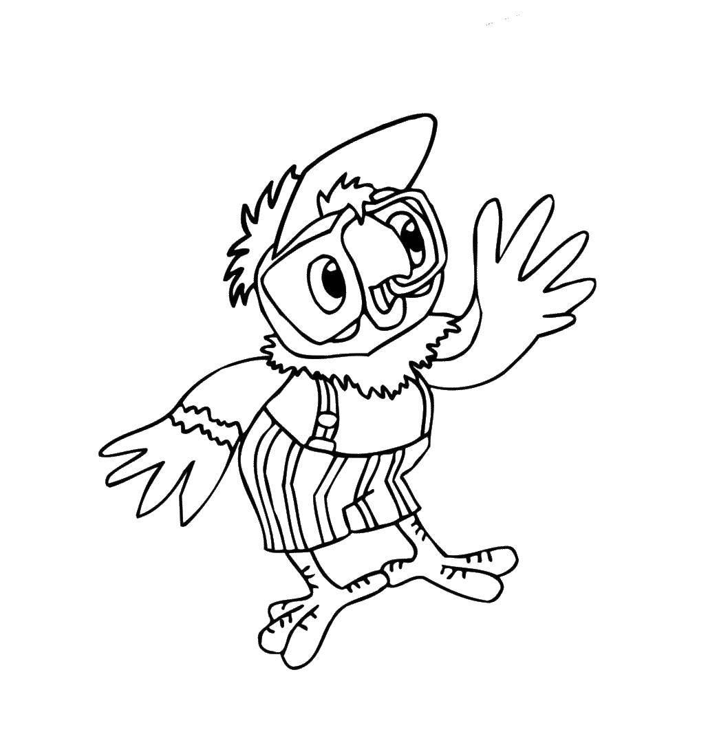 Название: Раскраска Попугай кеша. Категория: раскраски попугай кеша. Теги: Персонаж из мультфильма, Попугай Кеша.