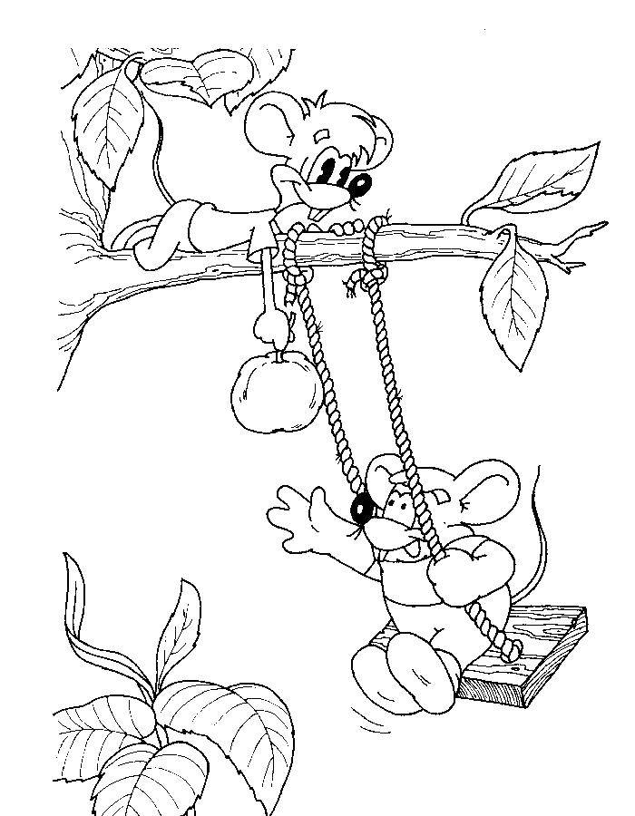 Coloring Mice from Leopold . Category coloring cat Leopold. Tags:  Cartoon character, Leopold the cat, the mouse.