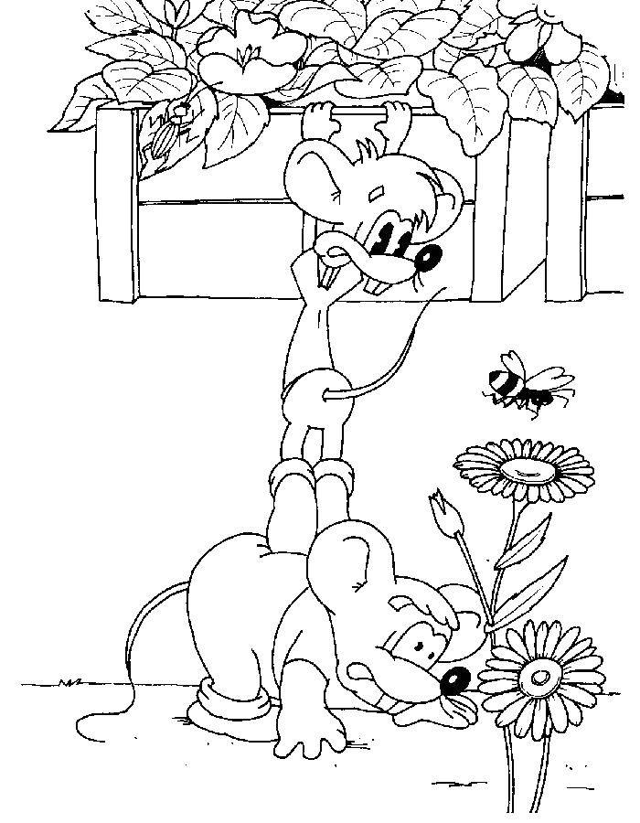 Coloring Mice from Leopold . Category coloring cat Leopold. Tags:  Cartoon character, Leopold the cat, the mouse.