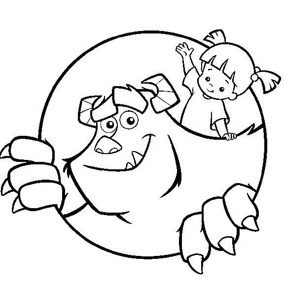 Online coloring pages Boo, Coloring Sully and Boo coloring monsters Inc.