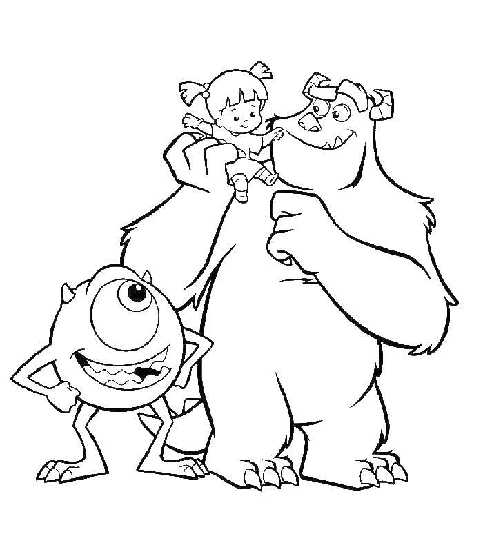 Coloring Sully hugs Boo. Category coloring monsters Inc. Tags:  monsters Inc., Sully.