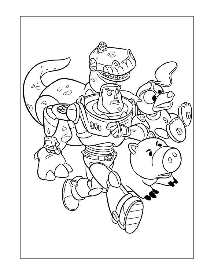 Название: Раскраска Базз лайтер и его друзья. Категория: история игрушек. Теги: базз.
