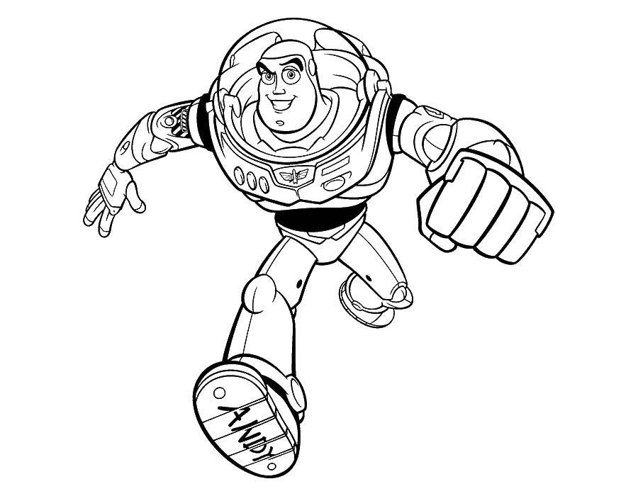 Название: Раскраска Базз лайтер космический робот. Категория: история игрушек. Теги: Базз Лайтер, игрушки.