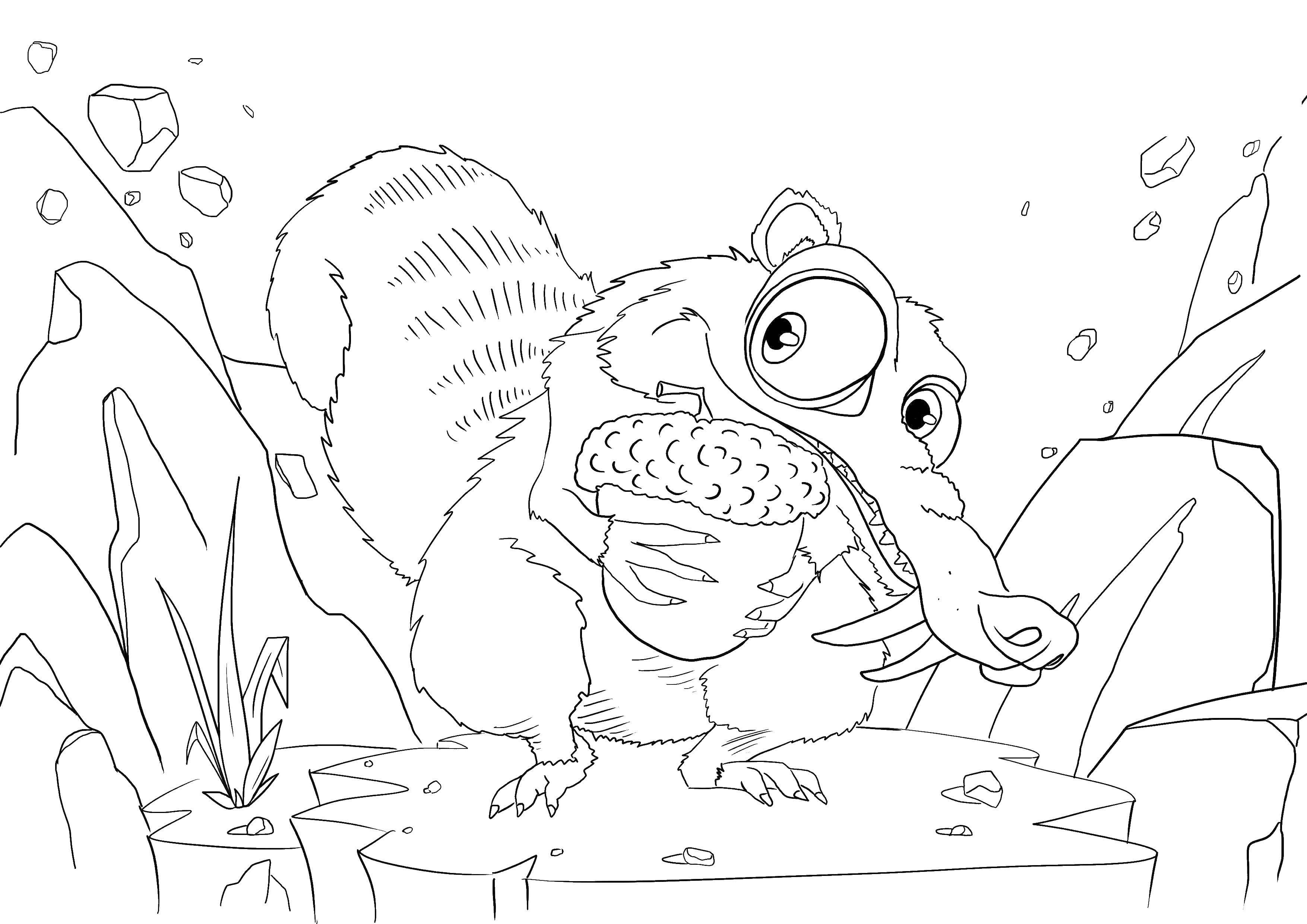 Coloring Squirrel found a nut. Category ice age. Tags:  squirrel, ice age.