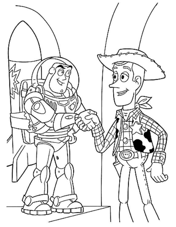 Coloring Sheriff woody and buzz. Category toy story. Tags:  Cartoon character, toy Story.