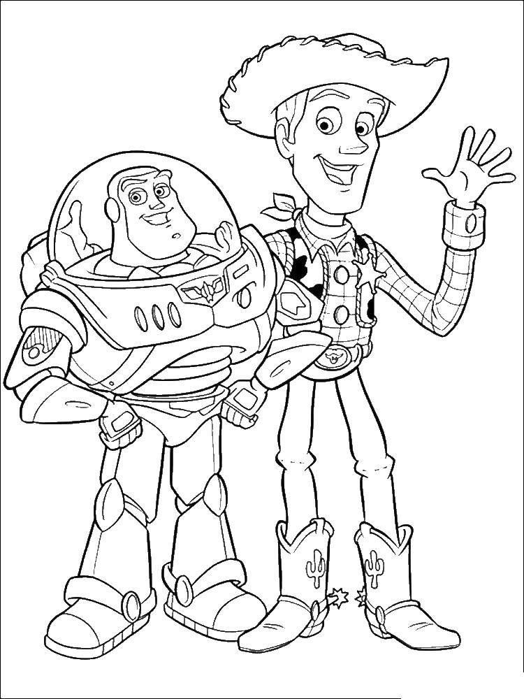 Coloring Woody and buzz Lightyear. Category toy story. Tags:  Woody, toys.