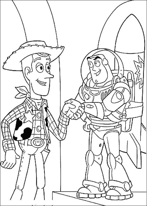Coloring Woody and buzz Lightyear. Category toy story. Tags:  Woody, toys.