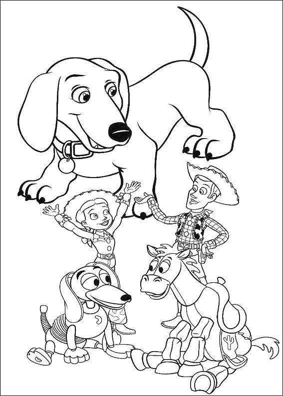 Название: Раскраска Вуди и джесси и его друзья. Категория: история игрушек. Теги: Вуди, игрушки.