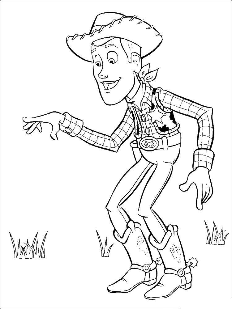 Coloring Woody the cowboy. Category toy story. Tags:  Woody, toys.