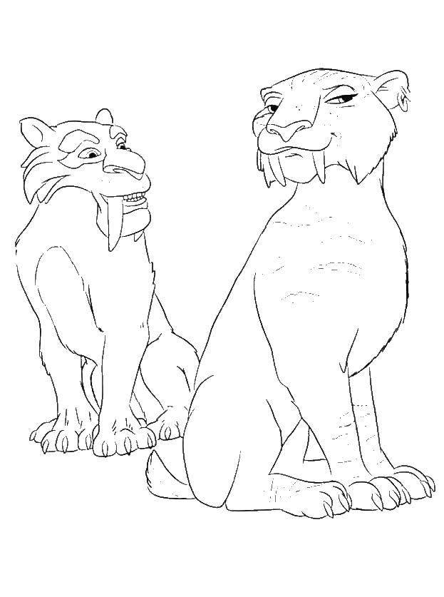 Coloring Diego and the tiger. Category ice age. Tags:  Glacial period, cartoon.