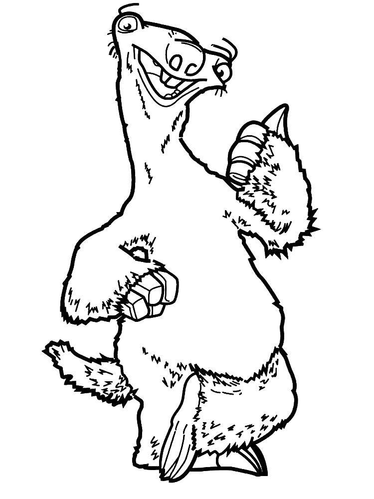 Название: Раскраска Ленивец сидни. Категория: ледниковый период. Теги: ледниковый период, Сид.