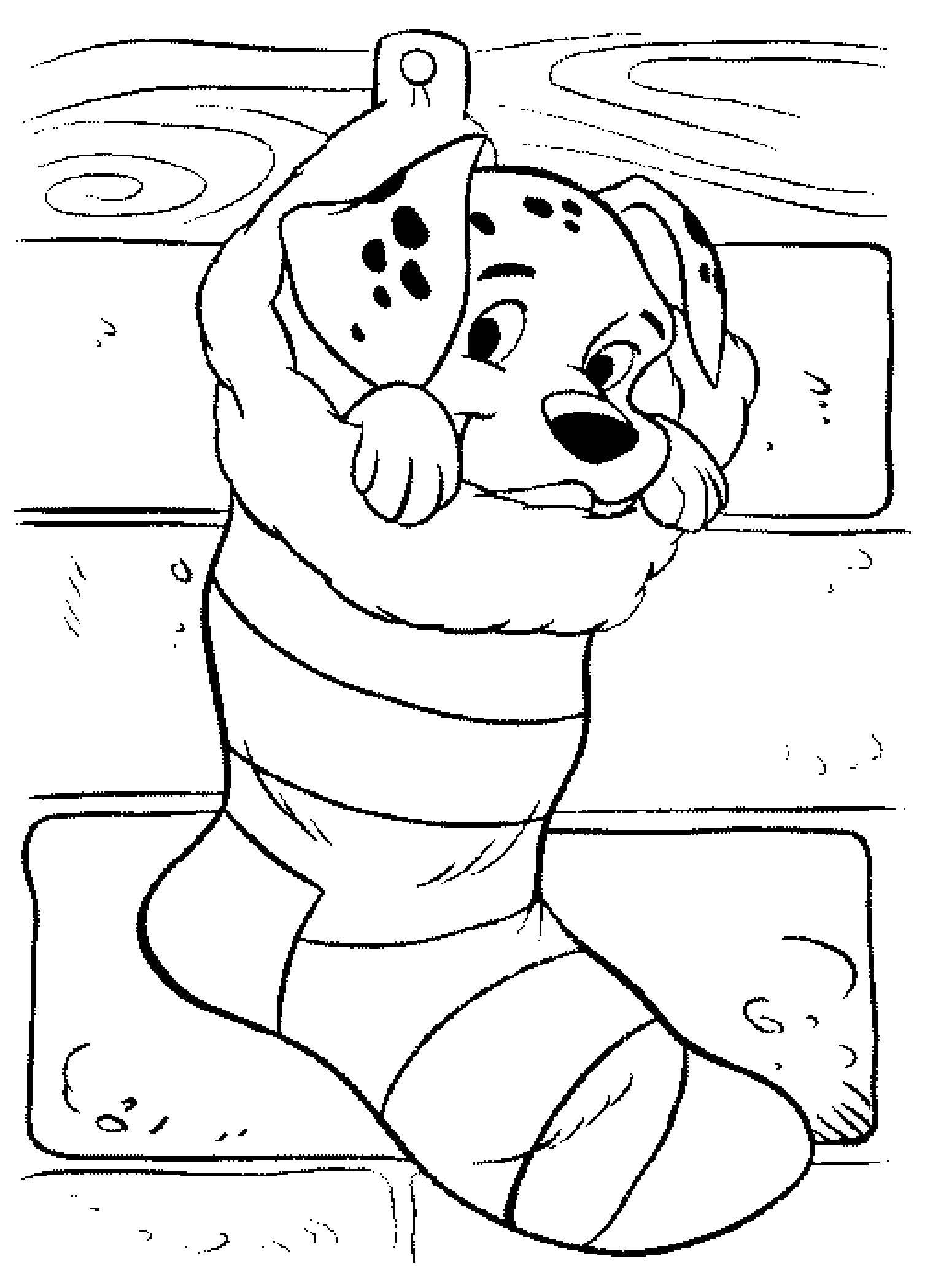 Coloring Puppy in a sock. Category 101 Dalmatians. Tags:  That 101, Dalmatians.
