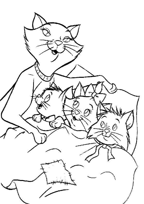Coloring Kitty Duchess put to sleep kittens. Category cats aristocrats. Tags:  The Kittens, Berlioz, Topos, Marie.