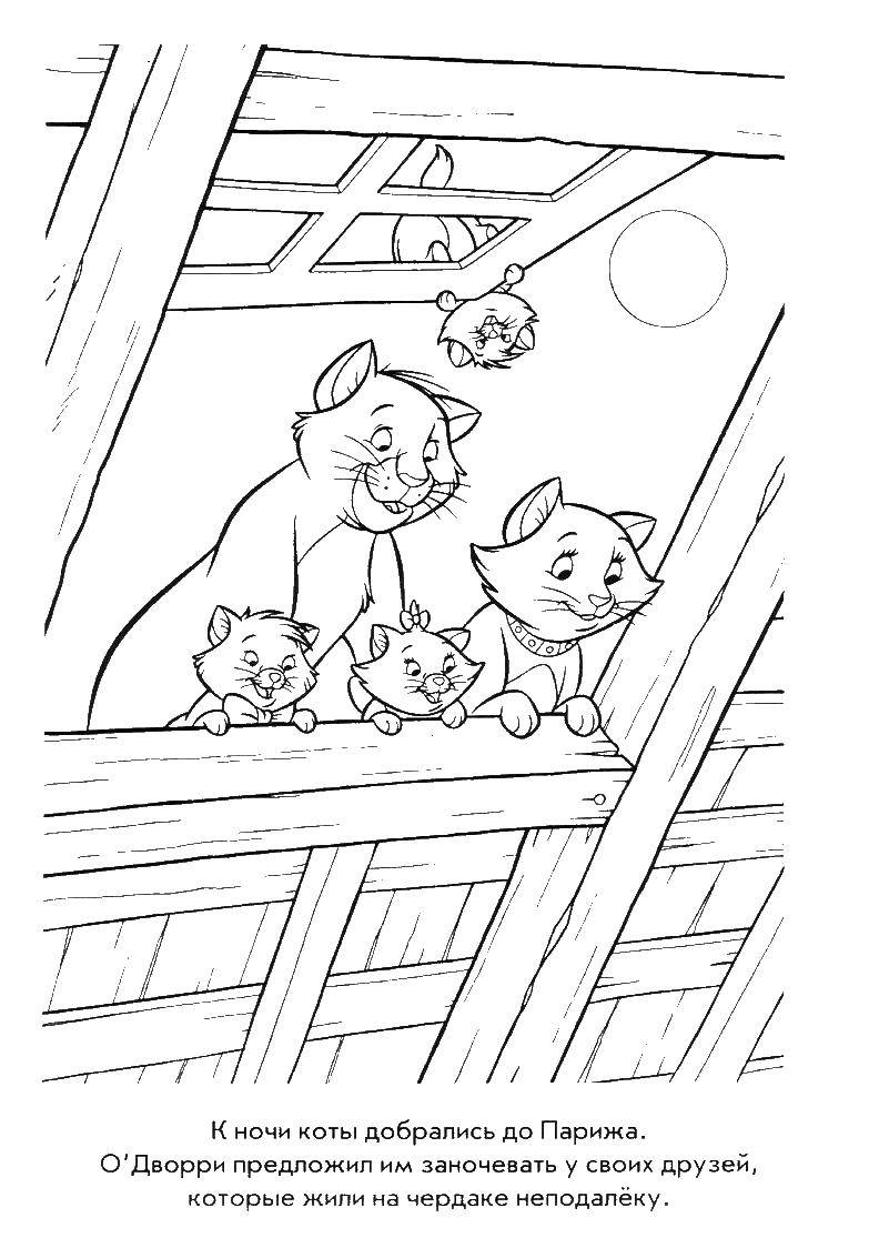 Coloring Kittens in the attic. Category cats aristocrats. Tags:  The Kittens, Berlioz, Topos, Marie.