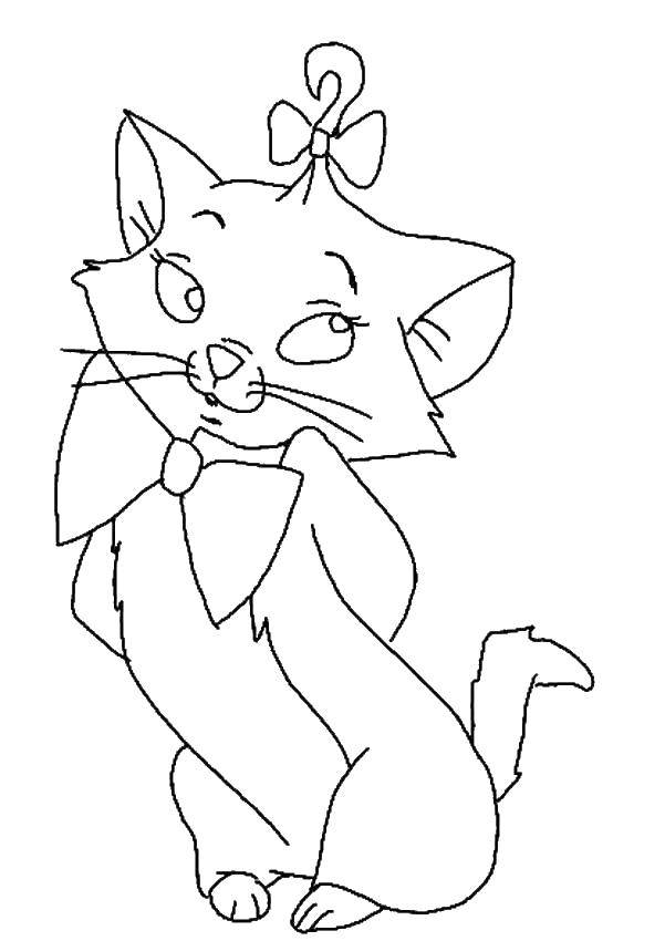 Coloring The beautiful Marie. Category cats aristocrats. Tags:  Cats , the aristocats, Disney, cartoon.