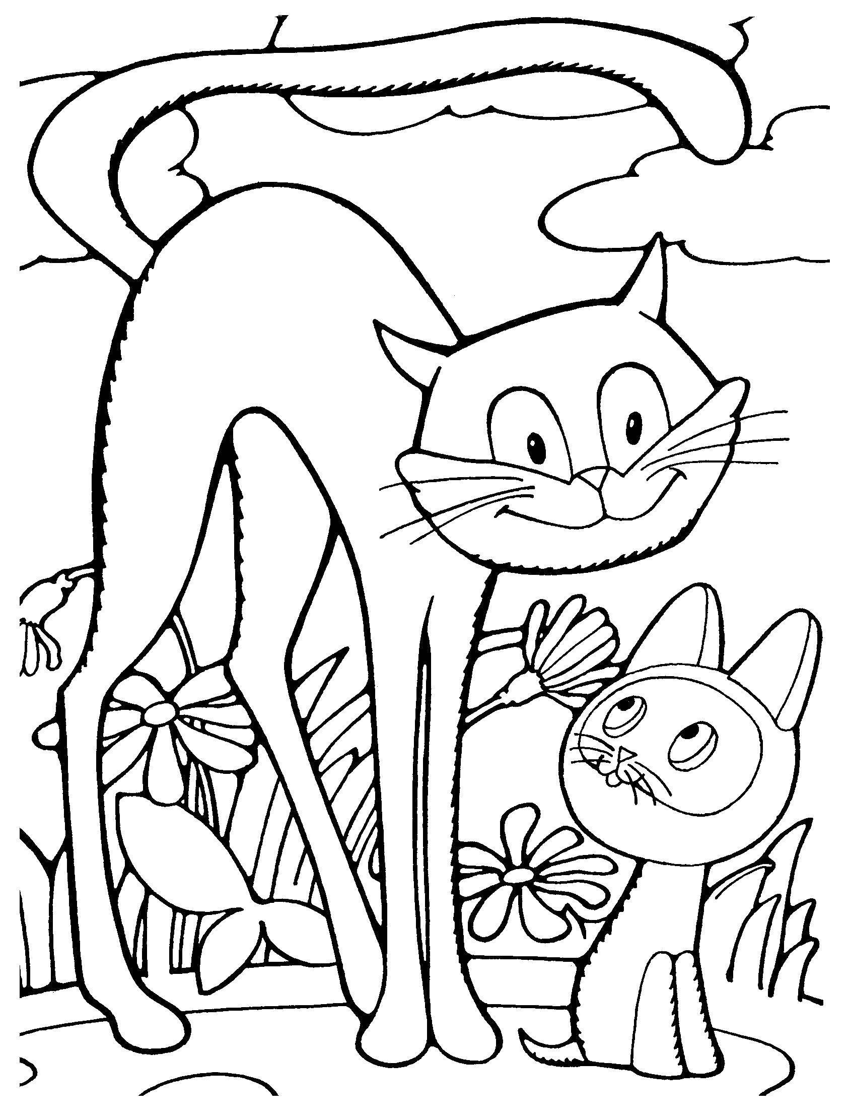 Название: Раскраска Кошка и котенок гав. Категория: котенок гав. Теги: котенок гав.