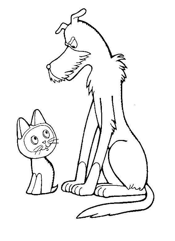 Название: Раскраска Котенок гав и собака. Категория: котенок гав. Теги: котенок гав, шарик.