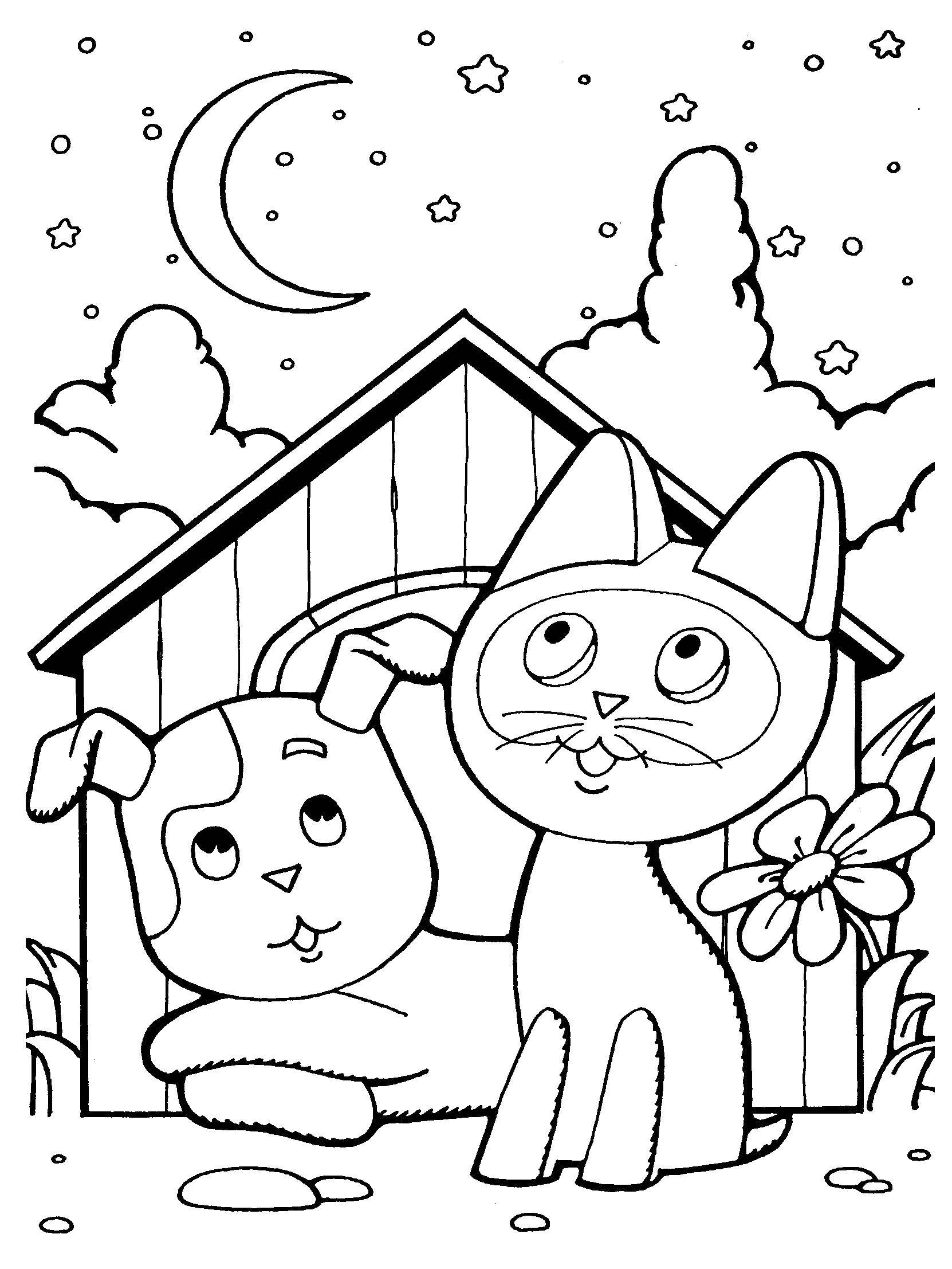 Название: Раскраска Котёнок по имени гав и шарик. Категория: котенок гав. Теги: Персонаж из мультфильма, котенок по имени Гав .
