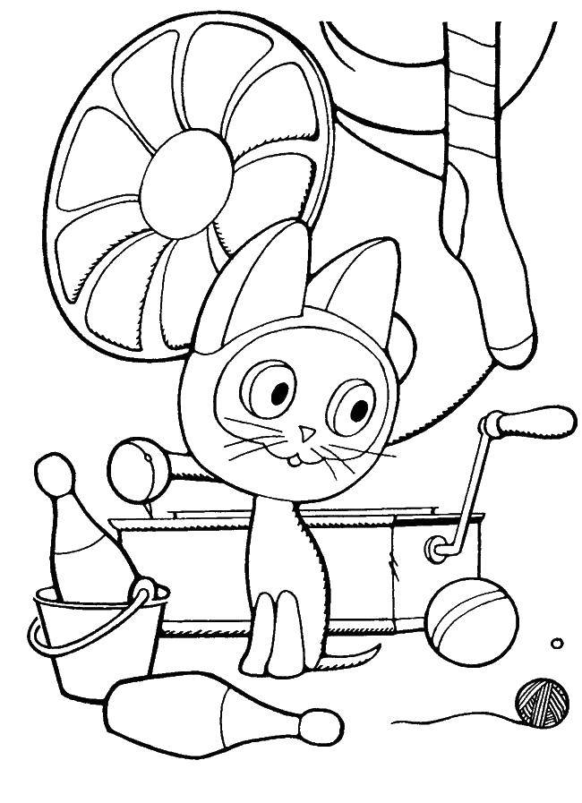 Coloring Kitten named woof . Category kitten Gav. Tags:  Cartoon character, kitten named woof .