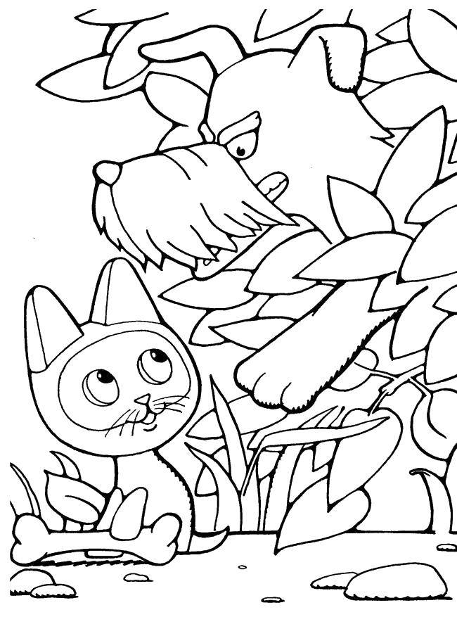 Coloring Kitten named woof . Category kitten Gav. Tags:  Cartoon character, kitten named woof .