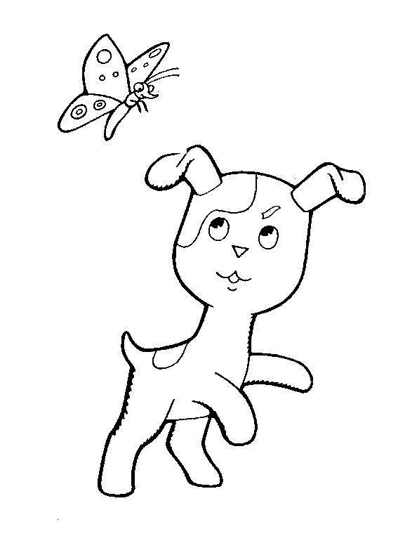Название: Раскраска Шарик и бабочка. Категория: котенок гав. Теги: Персонаж из мультфильма, котенок по имени Гав .