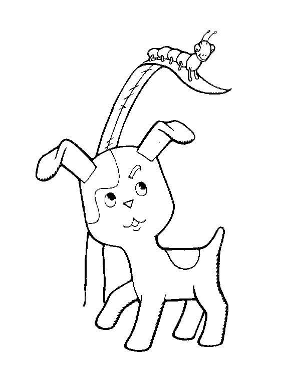 Название: Раскраска Шарик и гусеница. Категория: котенок гав. Теги: Персонаж из мультфильма, котенок по имени Гав .