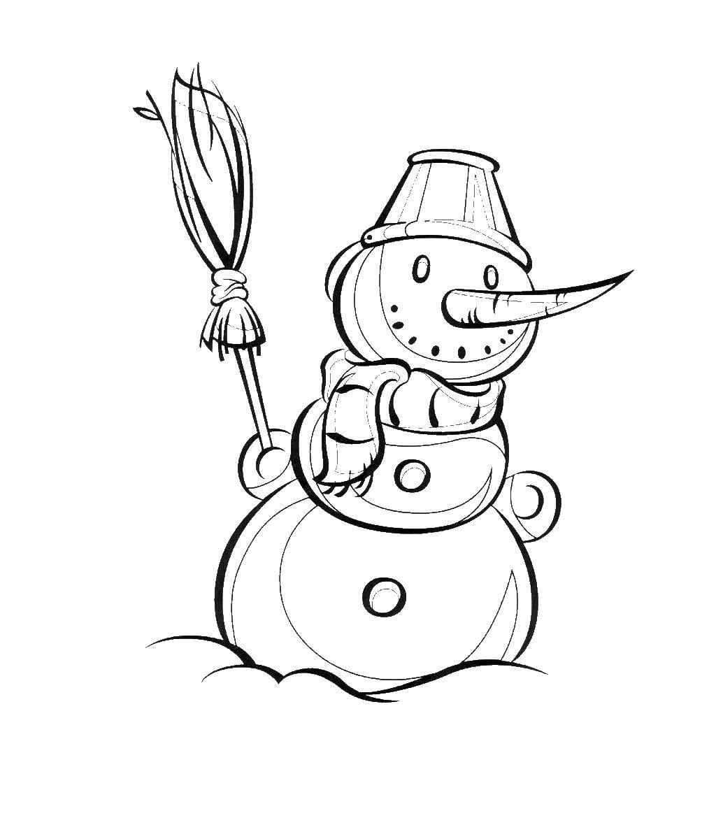 Coloring Snegovichok. Category winter. Tags:  Snowman, snow, winter.