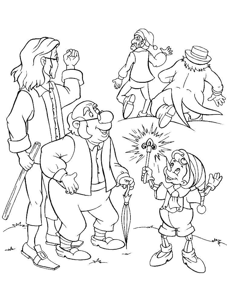 Coloring Pinocchio and the Golden key. Category Golden key. Tags:  Pinocchio , Golden Key, cartoon.