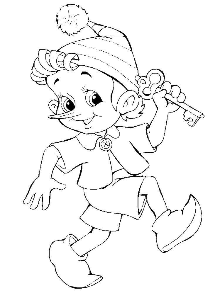 Coloring Pinocchio and the Golden key. Category Golden key. Tags:  Pinocchio, the key.
