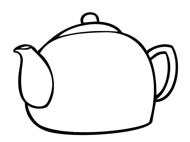Название: Раскраска Чайник. Категория: посуда. Теги: чайник.