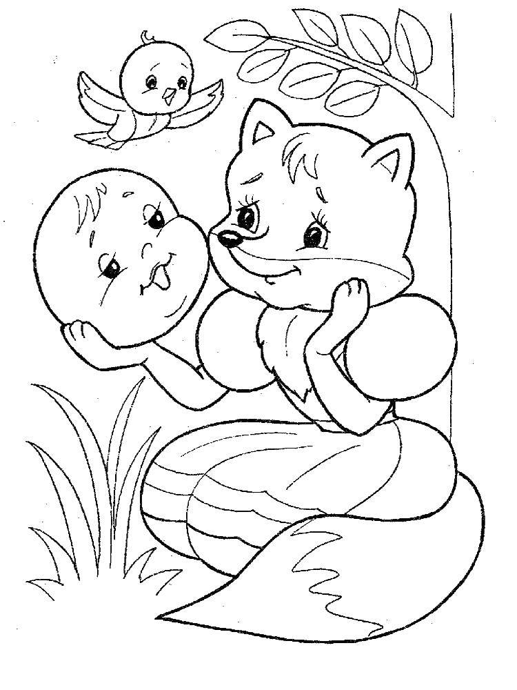 Coloring The Fox and the gingerbread man. Category Fairy tales. Tags:  Fox, the gingerbread man.