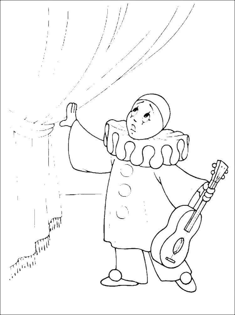 Coloring Pierrot. Category Golden key. Tags:  Pinocchio , Golden Key, cartoon.