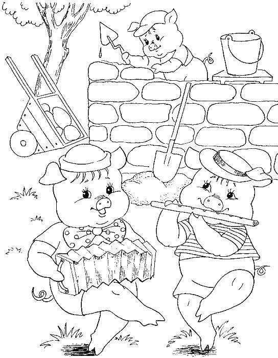 Coloring NAF NAF builds a solid house. Category baby. Tags:  Fairy tales , Three little pigs .
