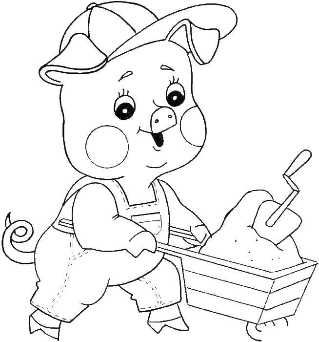 Coloring NAF NAF builds a solid house. Category baby. Tags:  Fairy tales , Three little pigs .