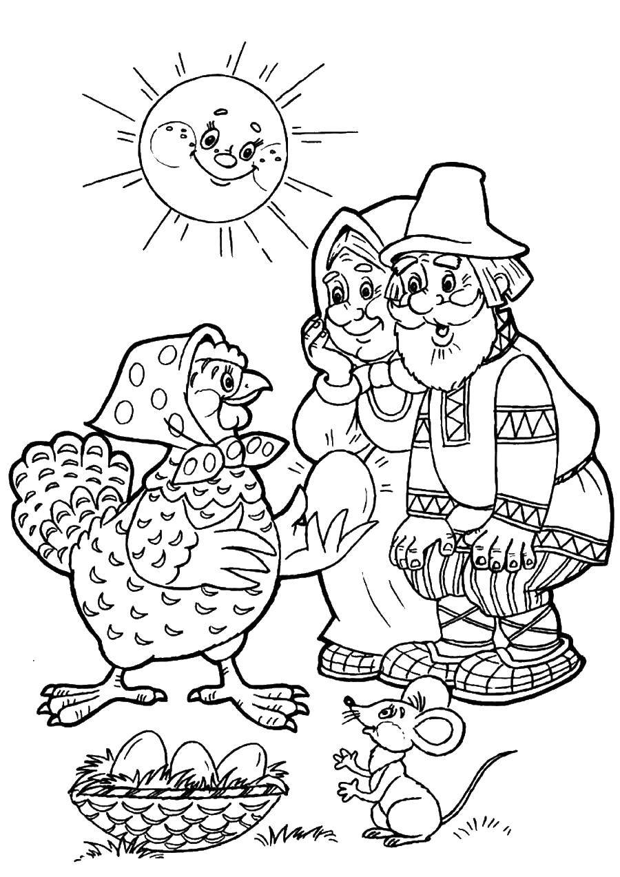 Coloring Difficult egg from chicken little. Category the hen. Tags:  The Tale Kurochka Ryaba .