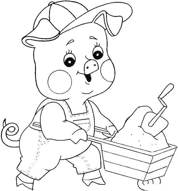 Coloring Nub nub builds a house. Category baby. Tags:  Fairy tales , Three little pigs .
