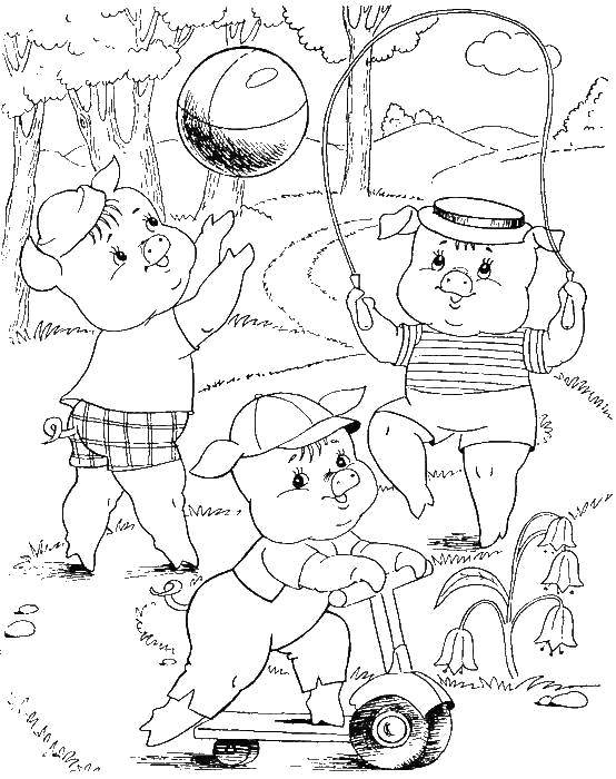 Coloring Pigs play. Category baby. Tags:  Fairy tales , Three little pigs .