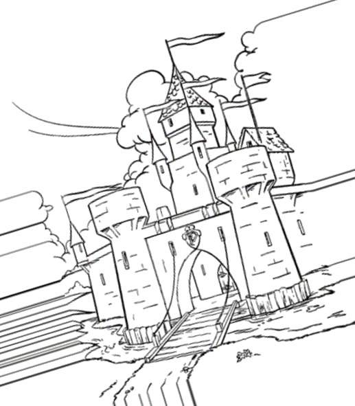 Название: Раскраска Средневековый замок. Категория: замки. Теги: Замок.