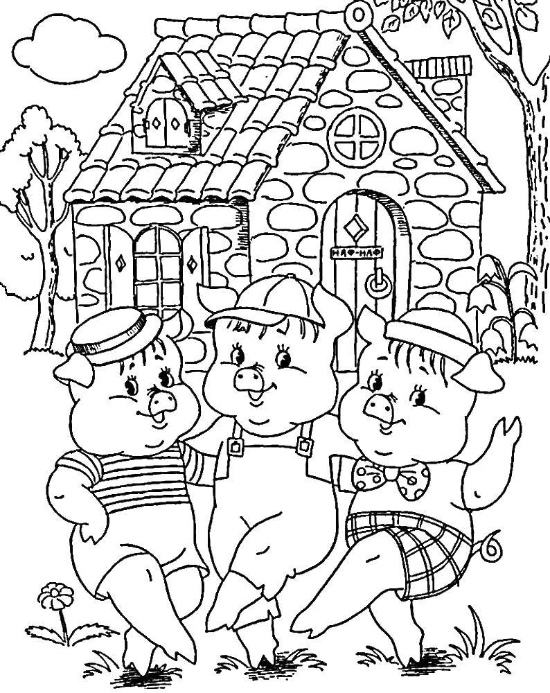 Coloring The three little pigs. Category baby. Tags:  Fairy tales , Three little pigs .