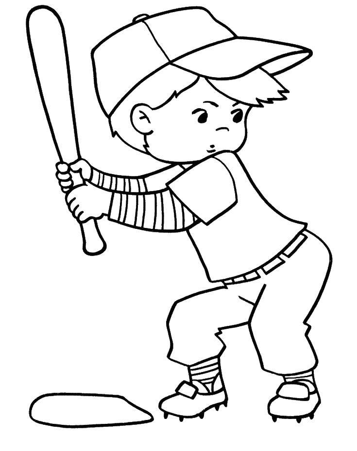 Название: Раскраска Мальчик с битой. Категория: спорт. Теги: бейсбол.