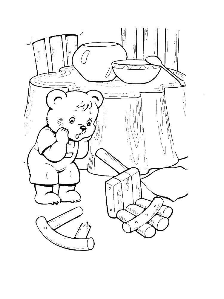 Название: Раскраска У медведя сломался стул. Категория: три медведя. Теги: три медведя.