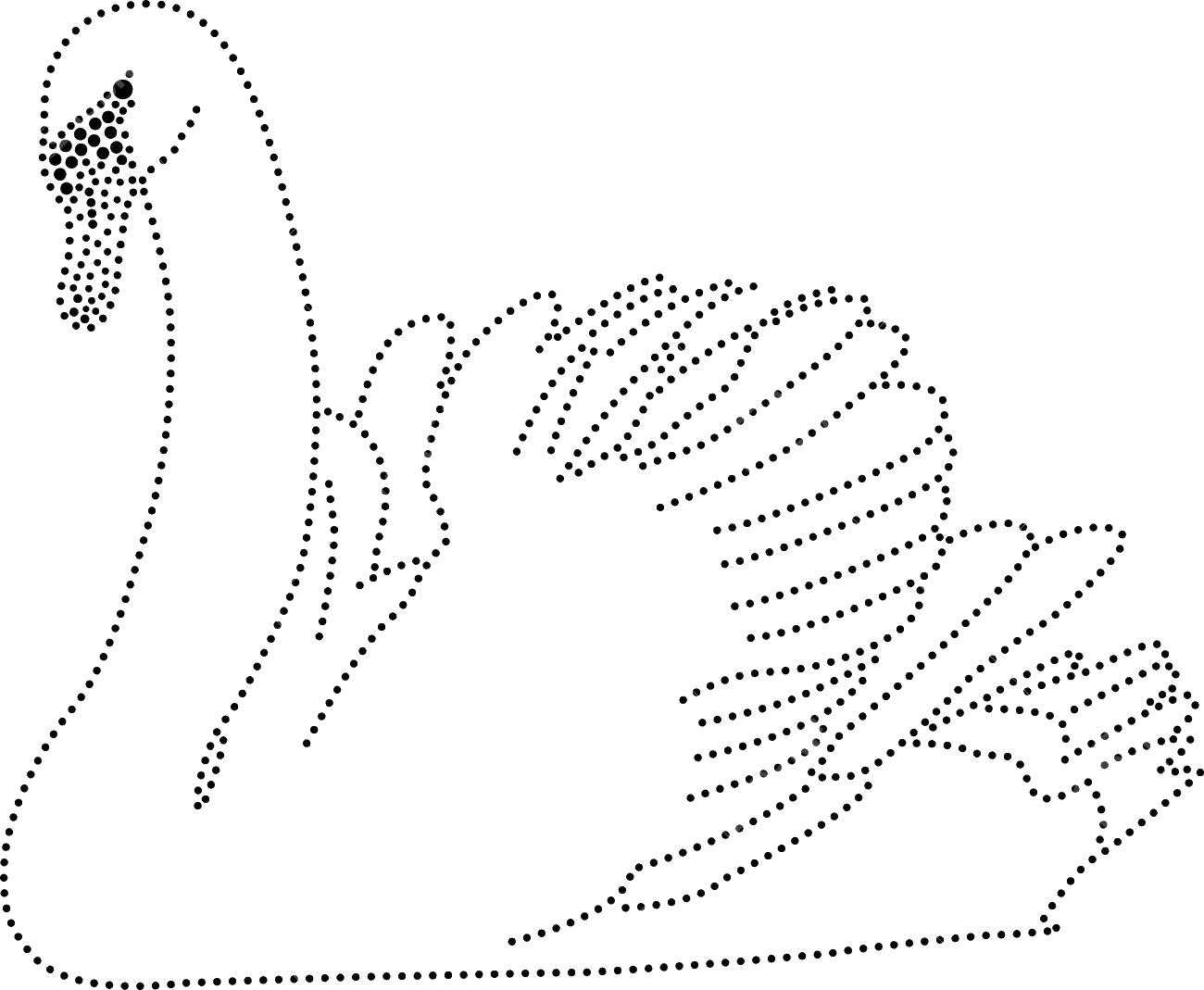 Название: Раскраска Лебедь точечный контур. Категория: Контуры для вырезания птиц. Теги: лебедь, птицы.